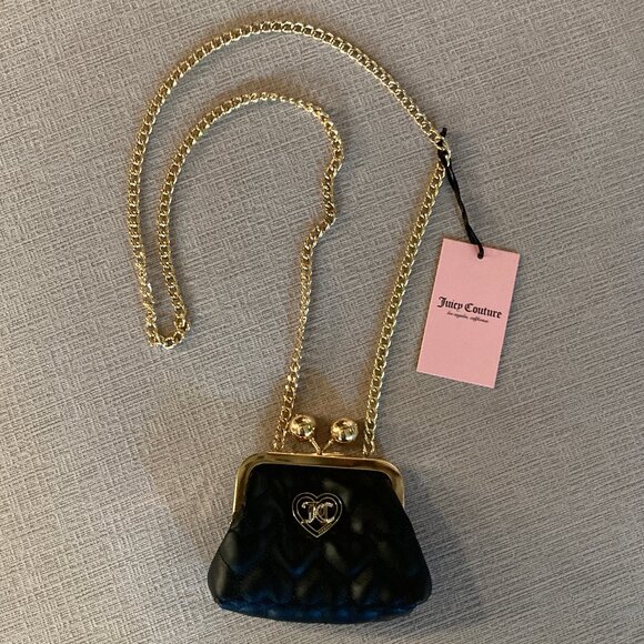 Juicy Couture Black Small Purse Swarovski Crystals Logo - Chain strap - NWT - Picture 9 of 10